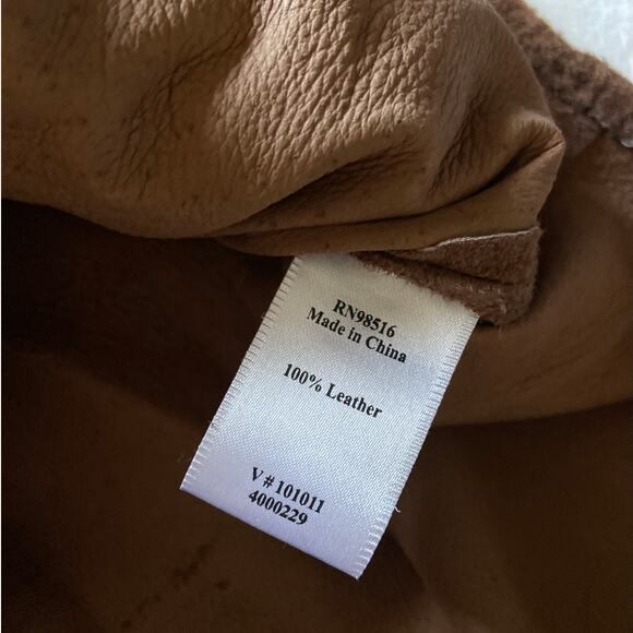 Coldwater Creek Suede 100% Leather Jacket Snap Front Chest Pocket Brown Size XL - Picture 6 of 6